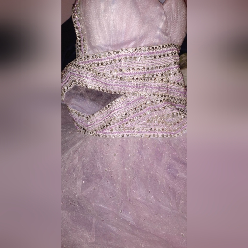 Light purple strapless sequin prom dress🪻